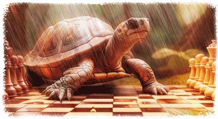 The chess game has just begun between Achilles and the turtles! The chess game has just begun between Achilles and the turtles!